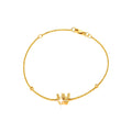 7mm Brazalete de Dama Oro 14k Inicial Pavé con Diamantes Naturales