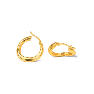 Aretes de Dama Oro 10k Argolla Organica Irregular