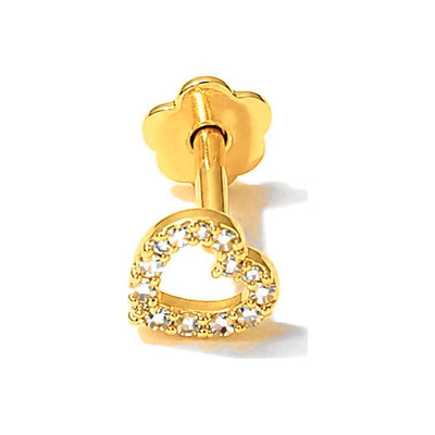 Aretes para Bebé Oro 14k Corazón Calado con Circonios