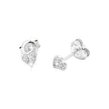 5mm Aretes de Dama Oro Blanco 14k Corazón Pavé con Diamantes Naturales