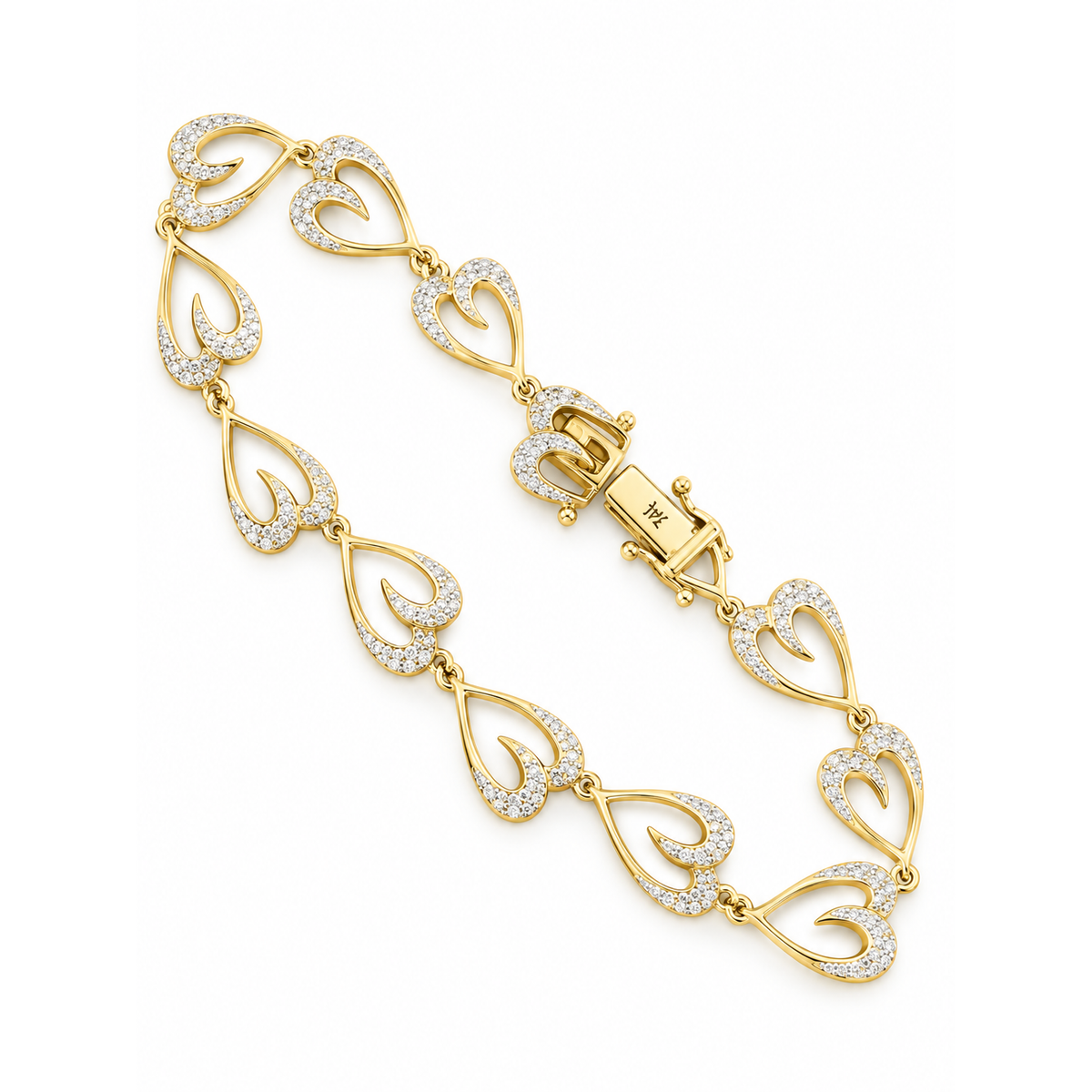 Brazalete de Dama Oro 14k Eslabones Abiertos con Diamantes Naturales