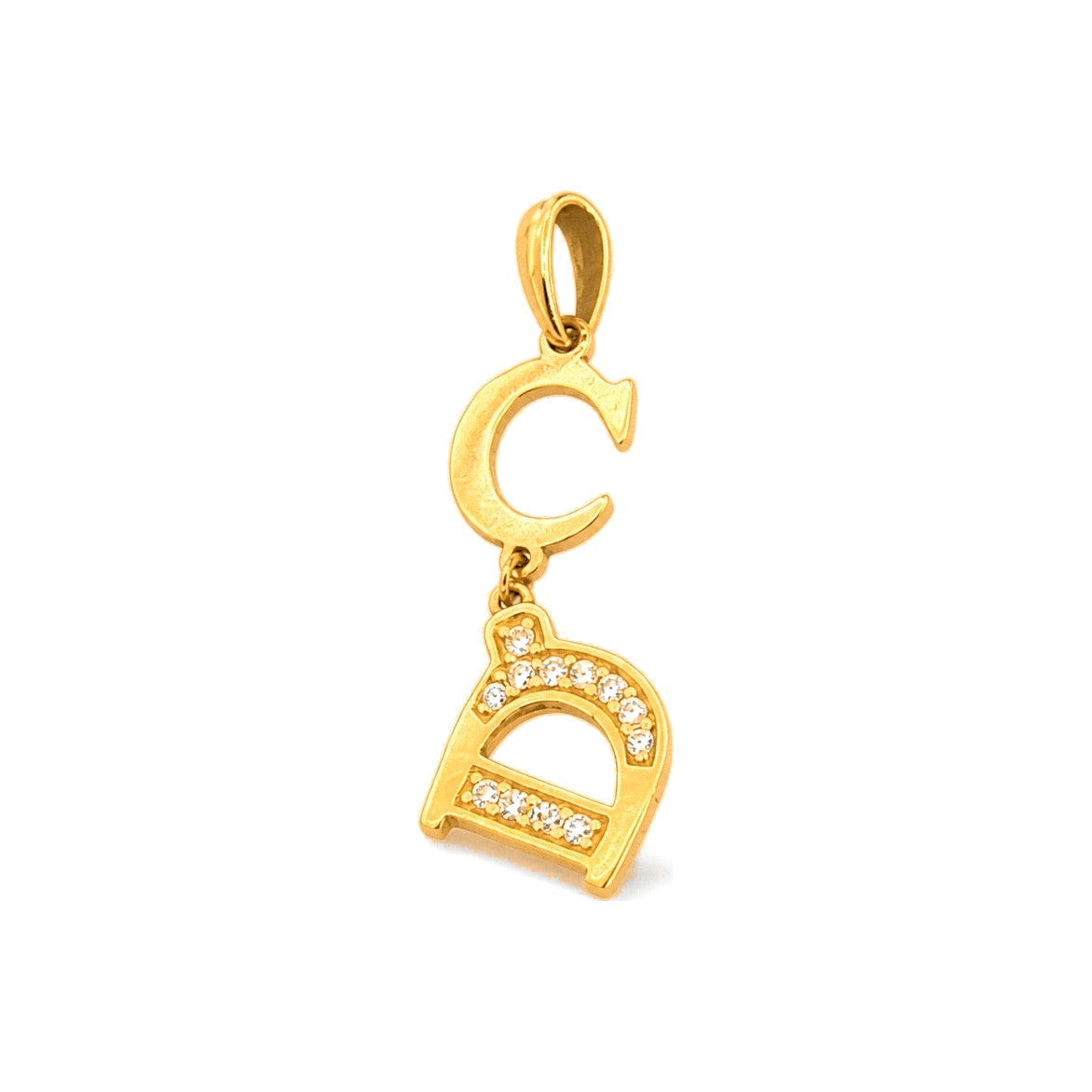 Dije Iniciales C y D Oro 14k con Circonios
