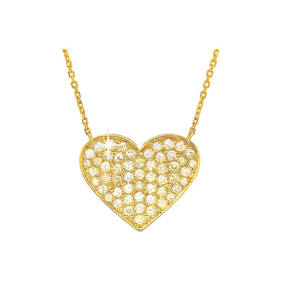 15x12mm Collar Oro 14k Corazón Pavé con Diamantes Naturales