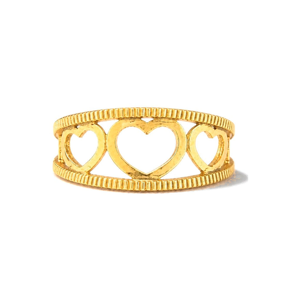 Anillo de Dama Oro 10k Tres Corazones Calados
