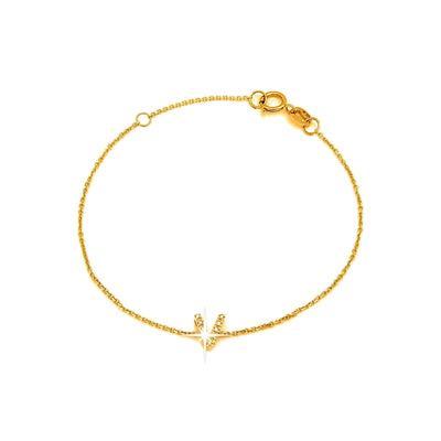 Brazalete de Dama Oro 14k Inicial con Diamantes Naturales