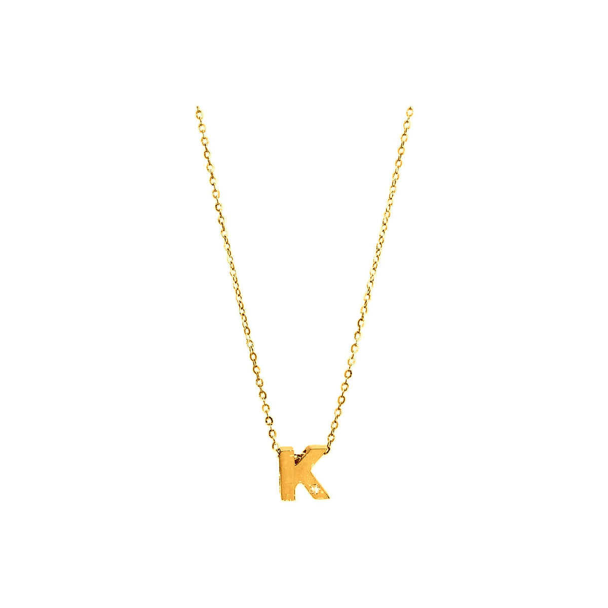 8mm Collar Oro 14k Inicial con Diamantes Naturales