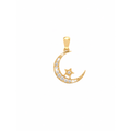 12x20mm Dije Luna Creciente con Estrella Oro 14k y Diamantes Naturales