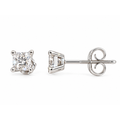 Aretes de Dama Oro Blanco 14k Solitario Princesa con Diamantes Naturales