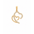 Dije Doble Corazón Oro 14k con Circonios