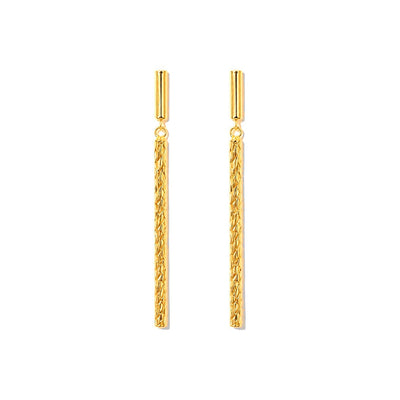 Aretes de Dama Oro 14k Barra Larga Textura Escamada