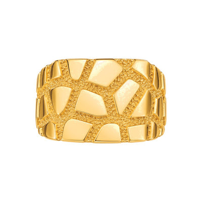 Anillo de Hombre Oro 10k Textura Geométrica