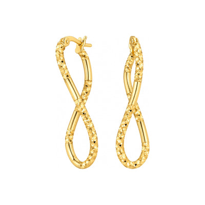 Aretes de Dama Oro 10k Argolla Infinito Pulida y Diamantada