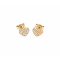 6x7mm Aretes de Dama Oro 14k Corazón con Pavé de Diamantes Naturales