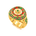 Anillo de Hombre Oro 10k Sello Ruleta de Casino con Circonios de Colores