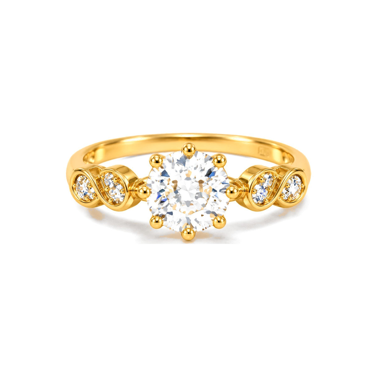 Anillo de Matrimonio Dama Oro 14k Solitario Ocho Garras