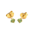 3mm Aretes de Dama Oro 14k Topos Redondos con Peridoto