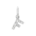 12mm Dije Oro Blanco 14k Inicial Pavé con Diamantes Naturales
