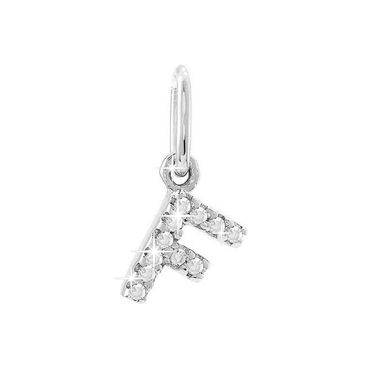 12mm Dije Oro Blanco 14k Inicial Pavé con Diamantes Naturales