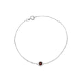 5mm Brazalete de Dama Oro Blanco 14k Redondos con Granate