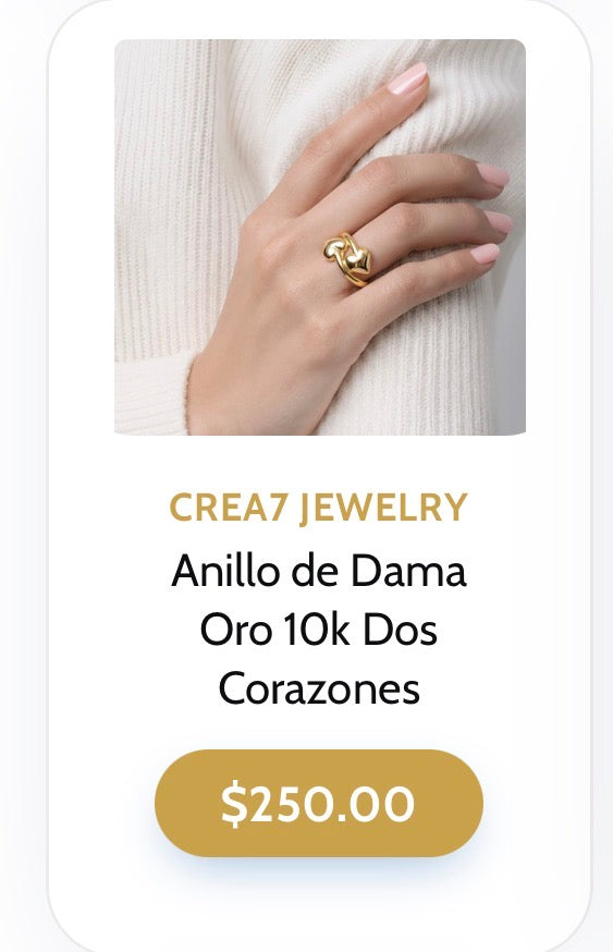 Anillo de Dama Oro 10k Dos Corazones