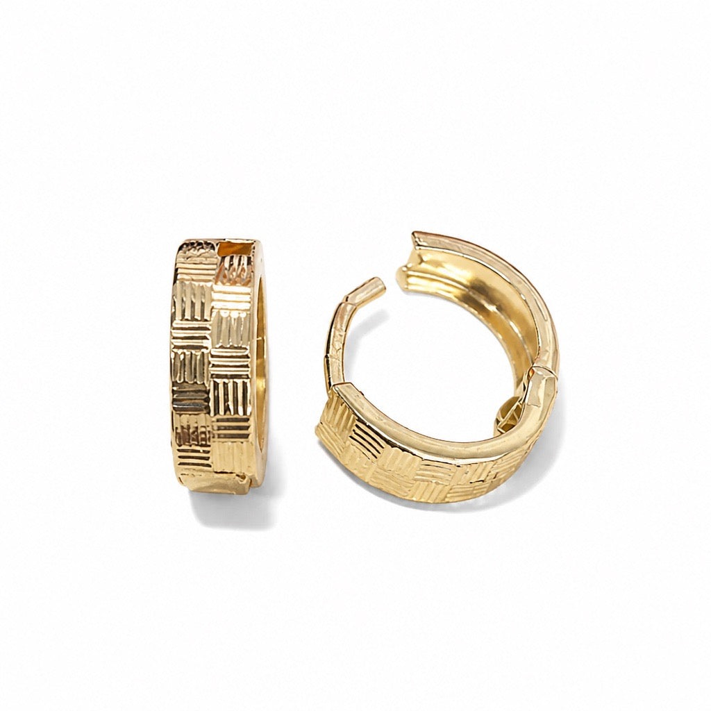 Aretes de Dama Oro 10k Aro Ancho Textura Entramada
