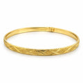 Brazalete Oro 10k Rígido Grabado en Rombos