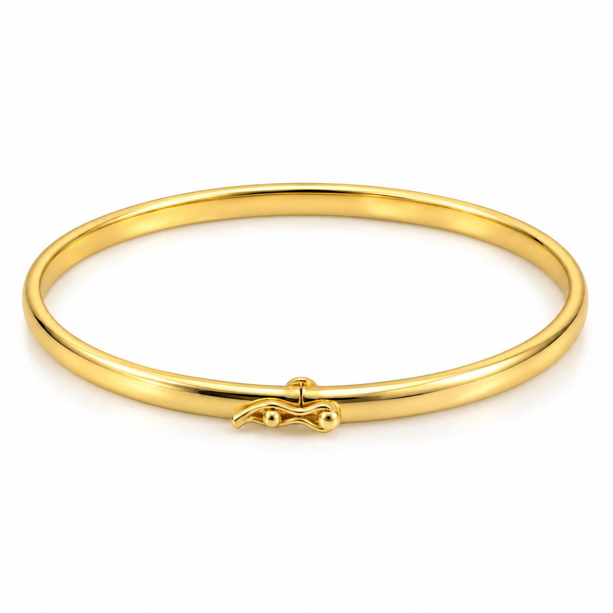 Brazalete Oro 10k Rígido Liso Broche Ondulado
