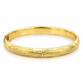 Brazalete Oro 10k Rígido Grabado en Espigas