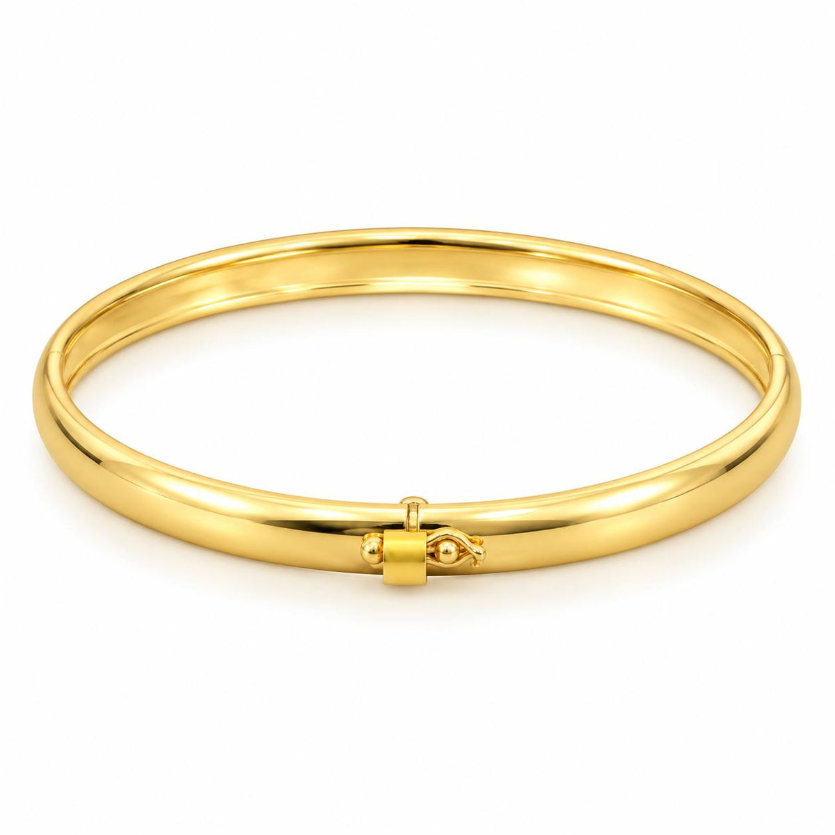 Brazalete Oro 10k Rígido Liso Broche de Gancho