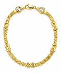 Brazalete Oro 10k Malla con Infinitos y Circonios