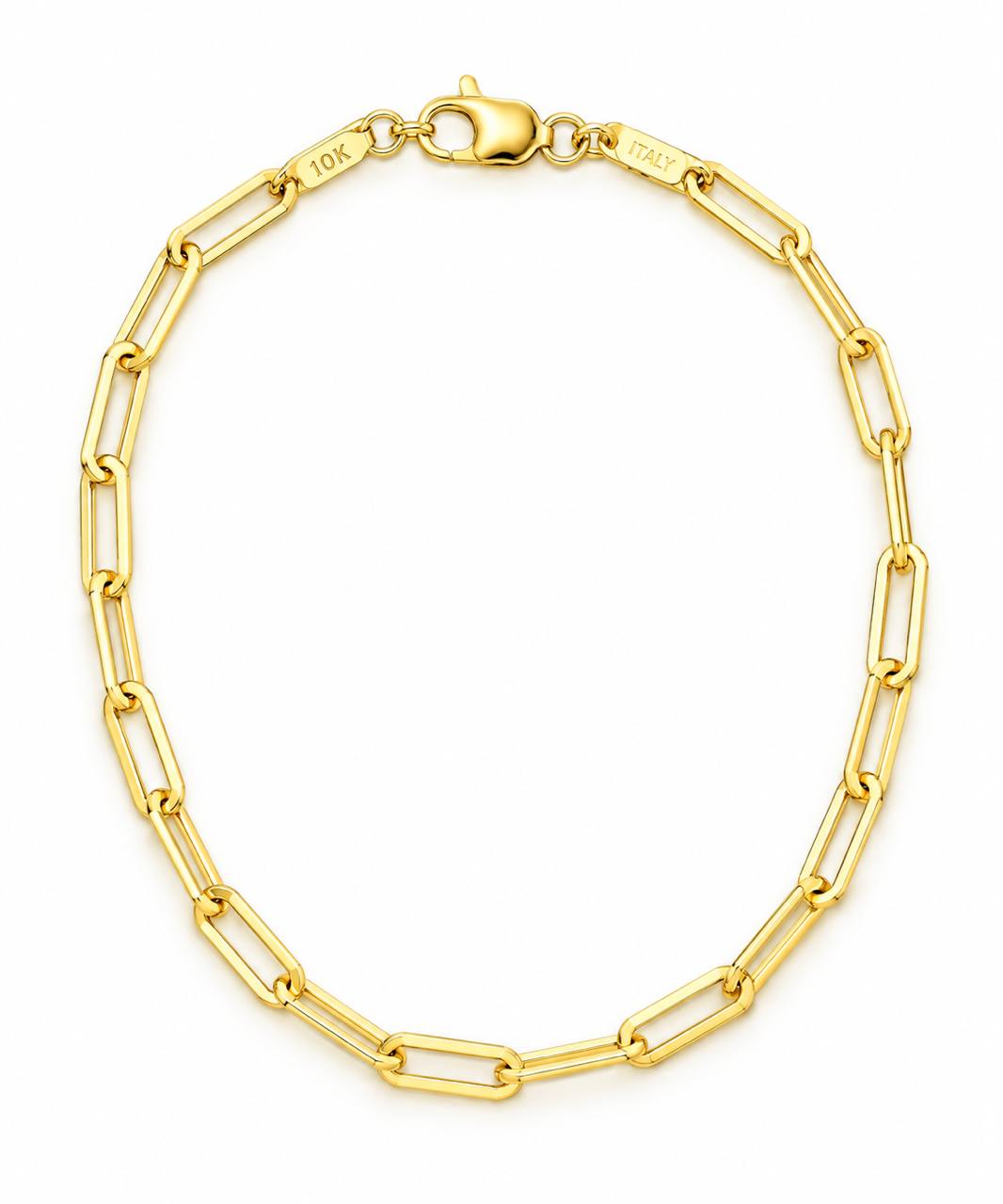 Brazalete Oro 10k Eslabón Paperclip