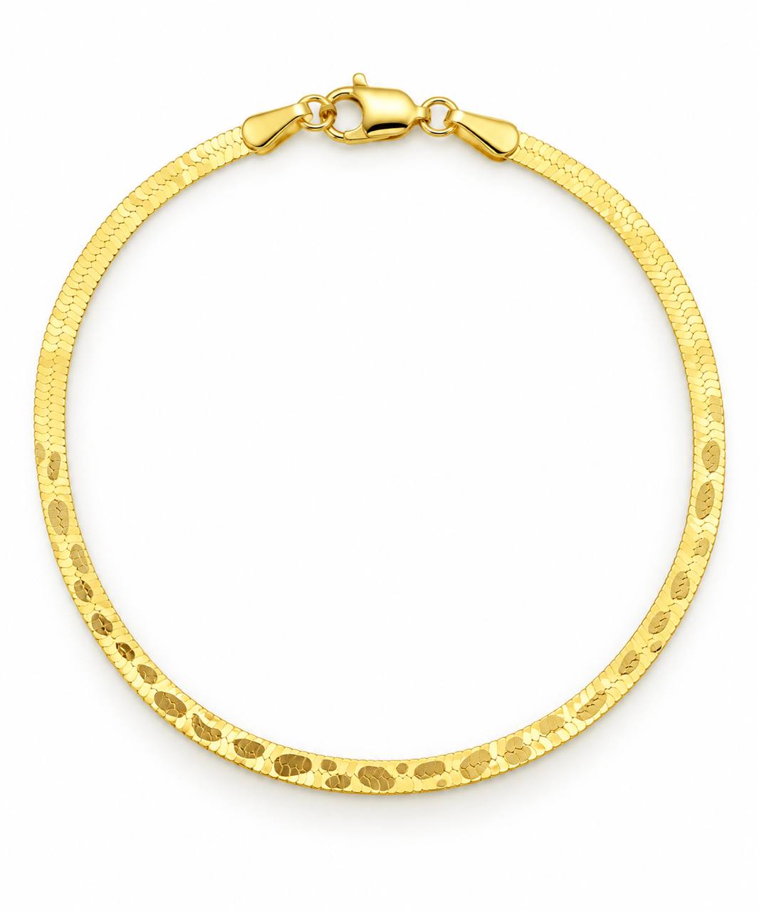 Brazalete Oro 10k Herringbone Diamantado
