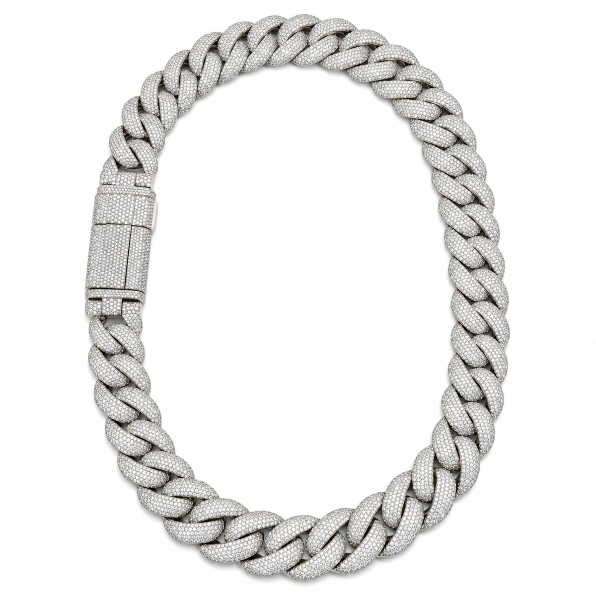 20MM Cadena Cubana Pavé Moissanite Zinc
