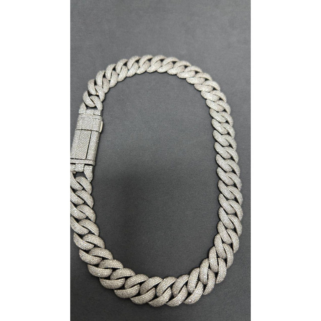 20MM Cadena Cubana Pavé Moissanite Zinc