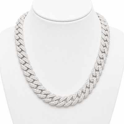 18MM Cadena Cubana 3 Fila Moissanite S925