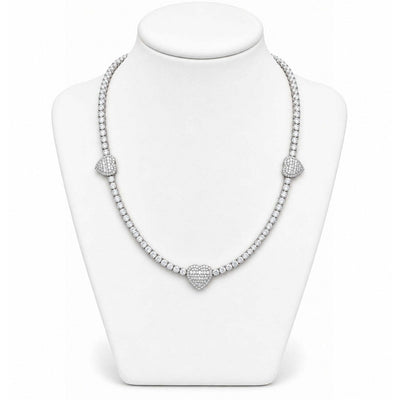 Cadena Corazones Tenis Baguette Moissanite S925