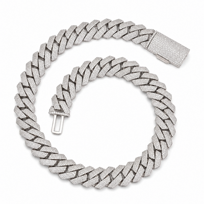 18MM Cadena Cubana 4-Fila Moissanite S925