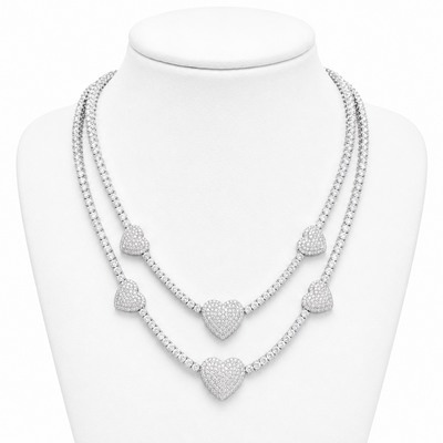 Cadena Corazon Tenis Moissanite S925
