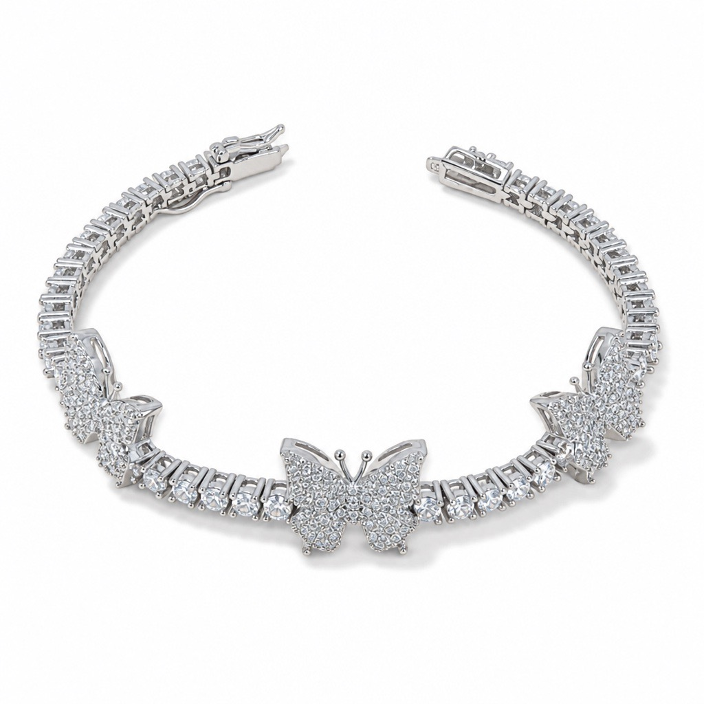 3MM Manilla Tenis Mariposas Moissanite S925