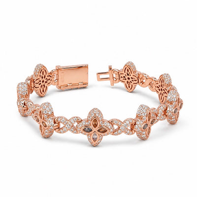 Manilla Flores Tono Rosa Moissanite S925