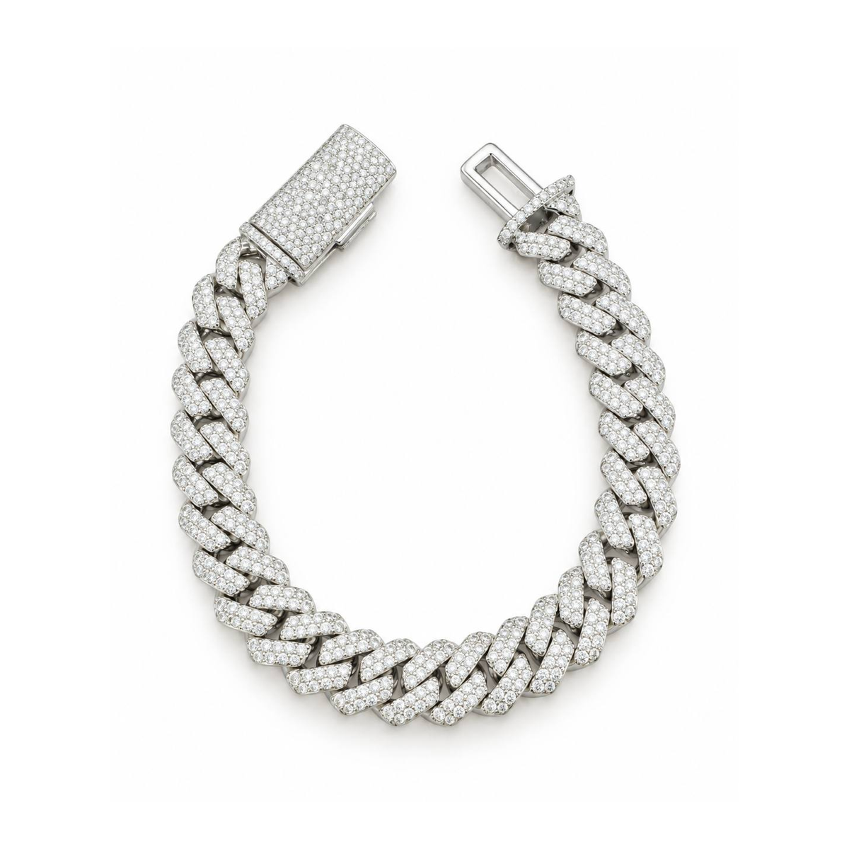 10MM Manilla Cubana Pavé Moissanite