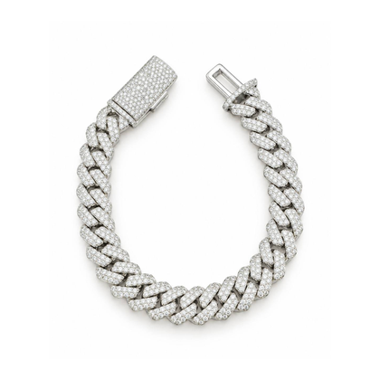 10MM Manilla Cubana Pavé Moissanite Zinc