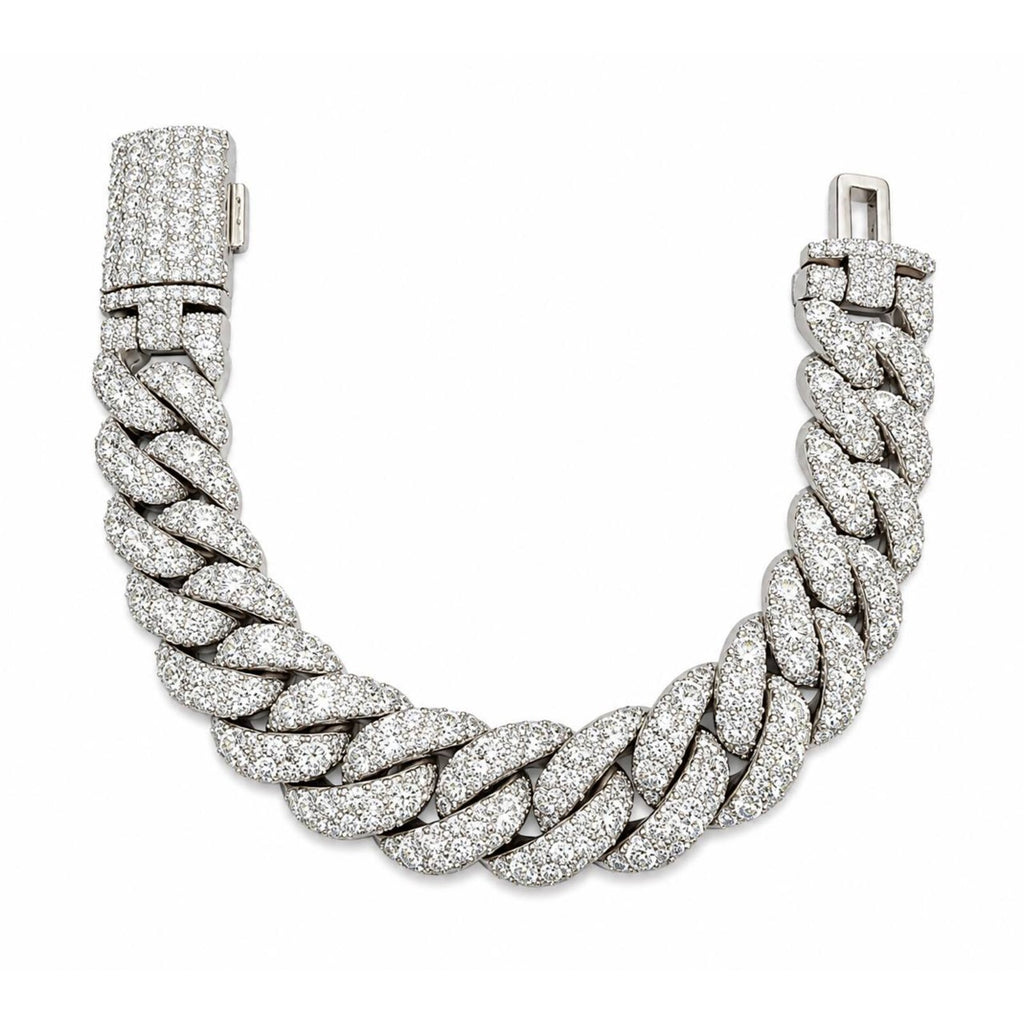 16MM Manilla Cubana Pavé Moissanite Latón