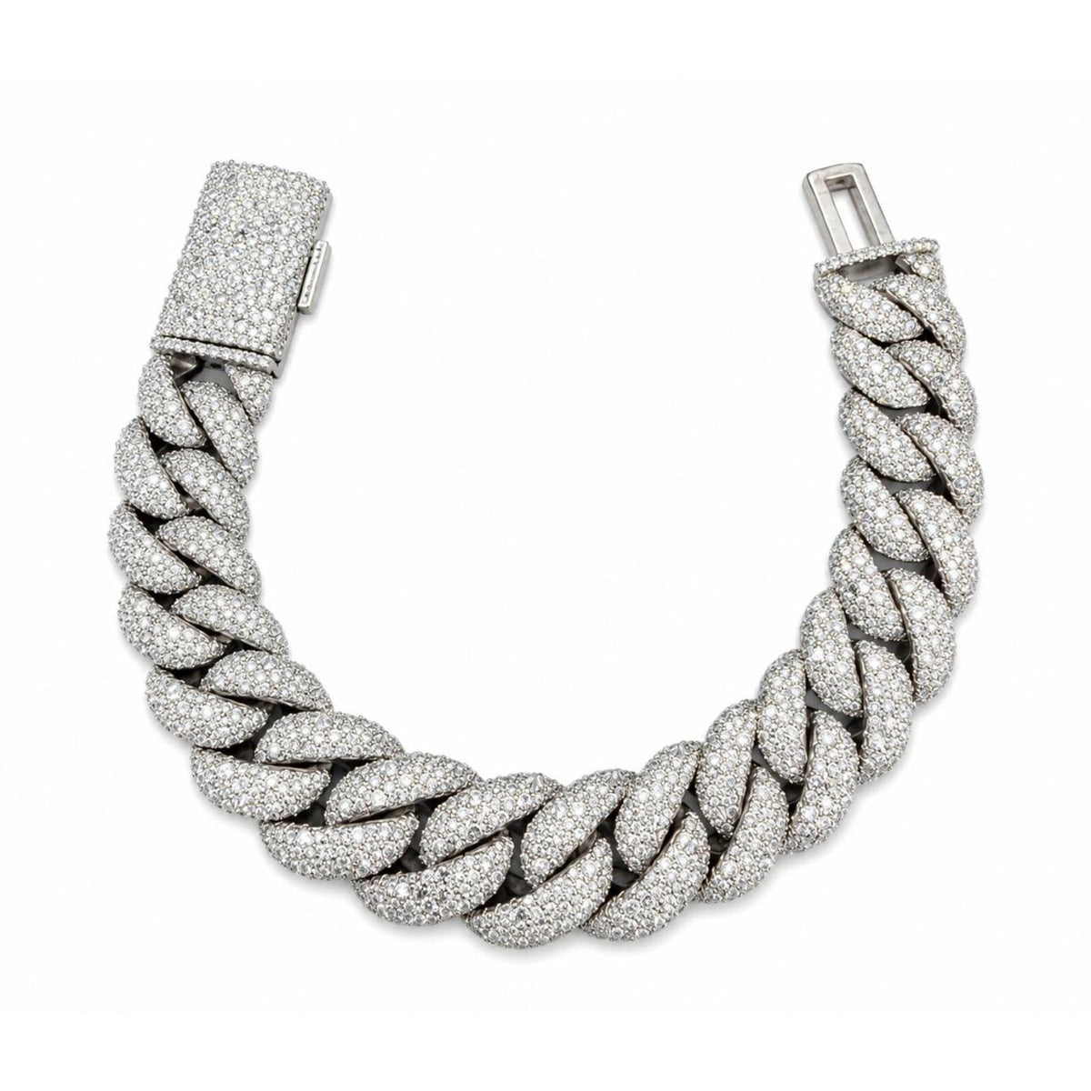 15MM Manilla Cubana Pavé Moissanite Zinc