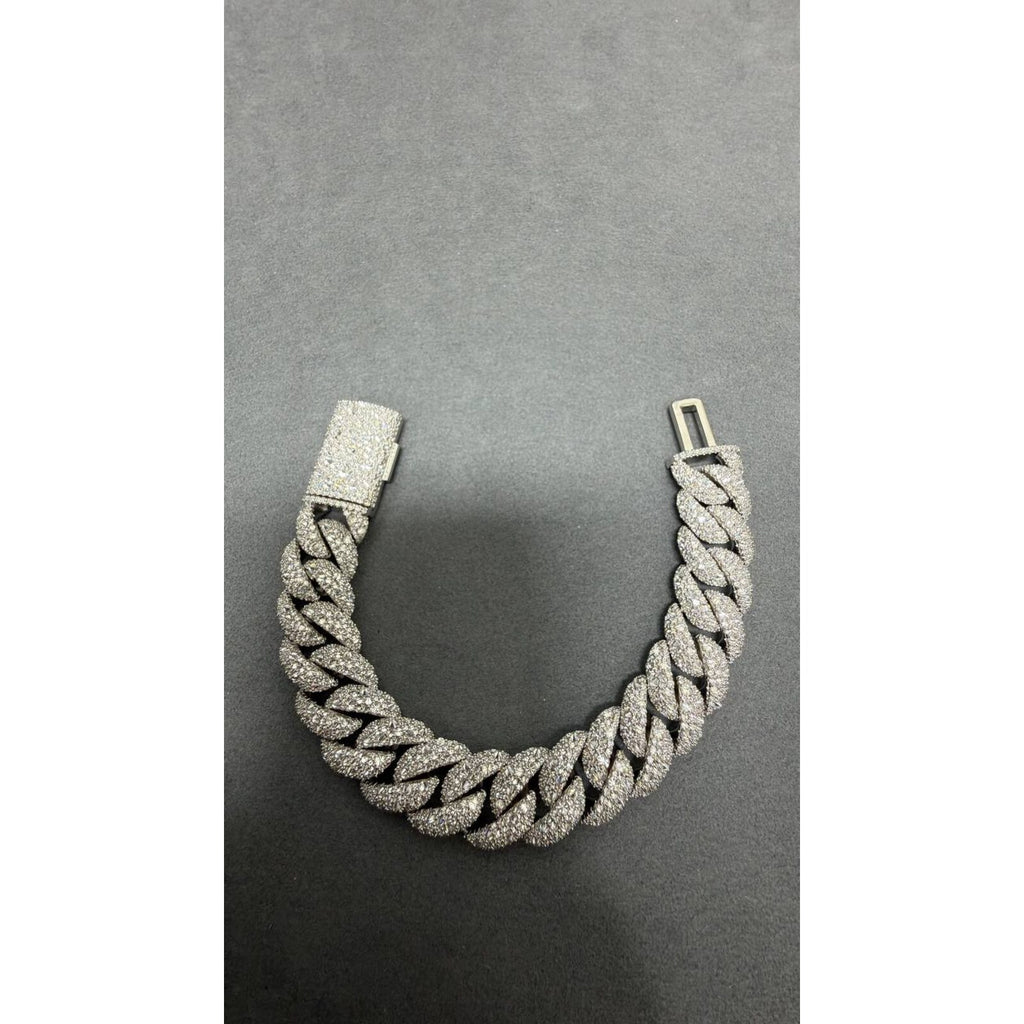 15MM Manilla Cubana Pavé Moissanite Zinc