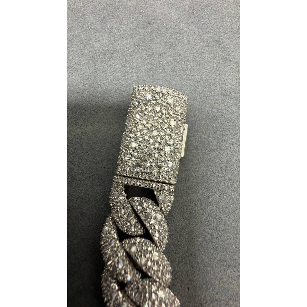15MM Manilla Cubana Pavé Moissanite Zinc