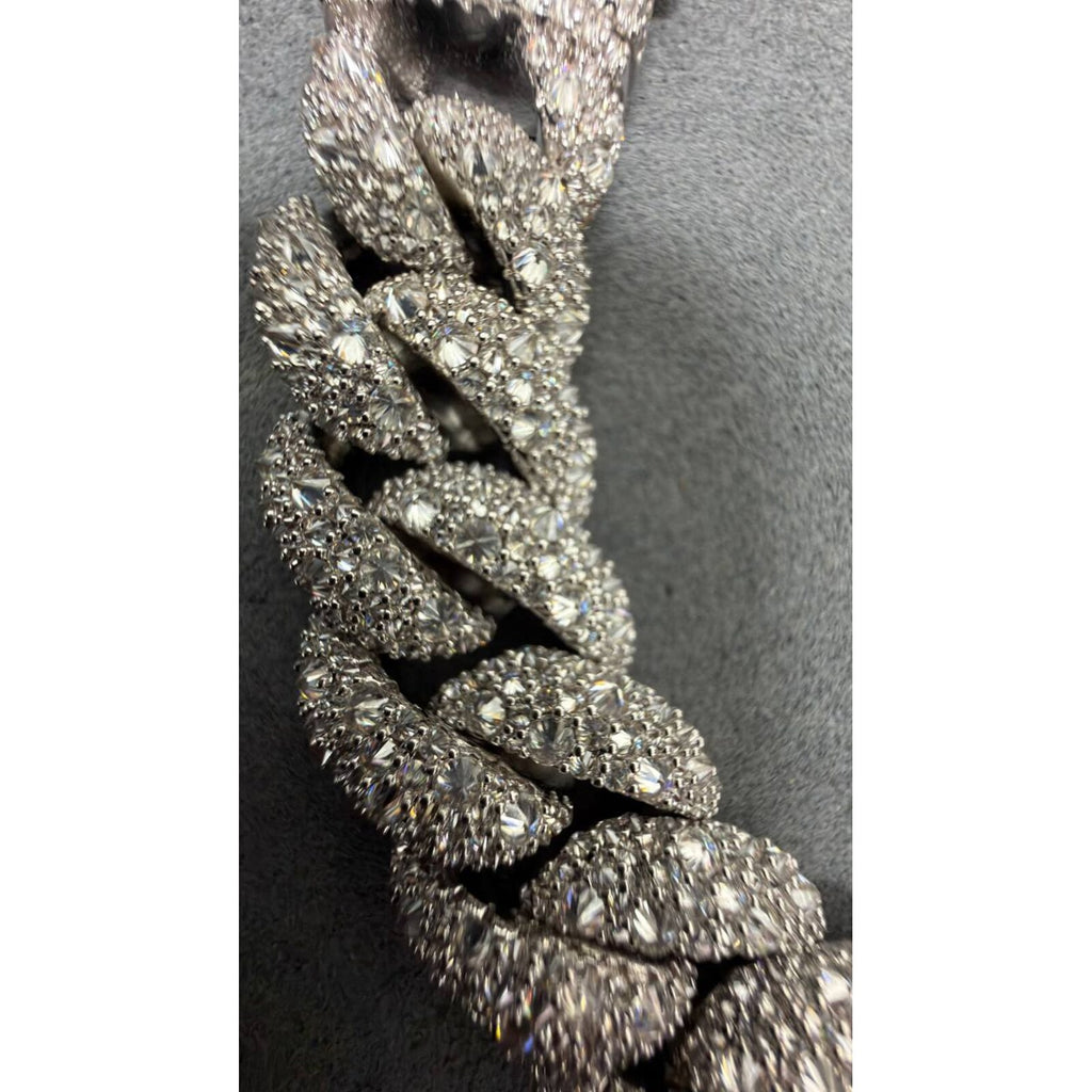 15MM Manilla Cubana Pavé Moissanite Zinc