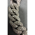 15MM Manilla Cubana Pavé Moissanite Zinc