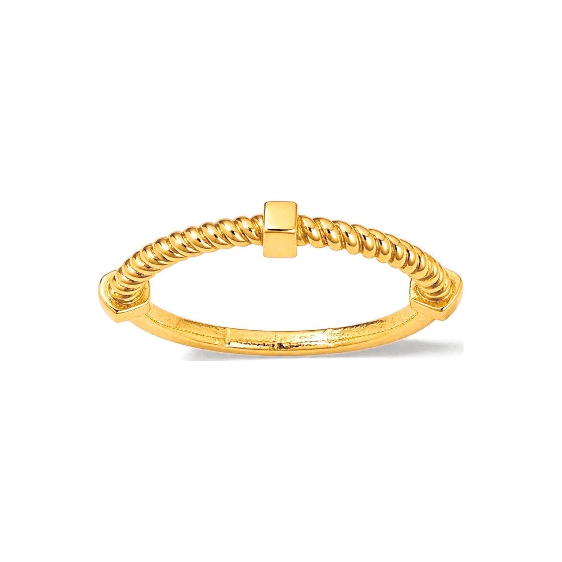 Anillo de Dama Oro 10k Cuerda con Detalle Cuadrado