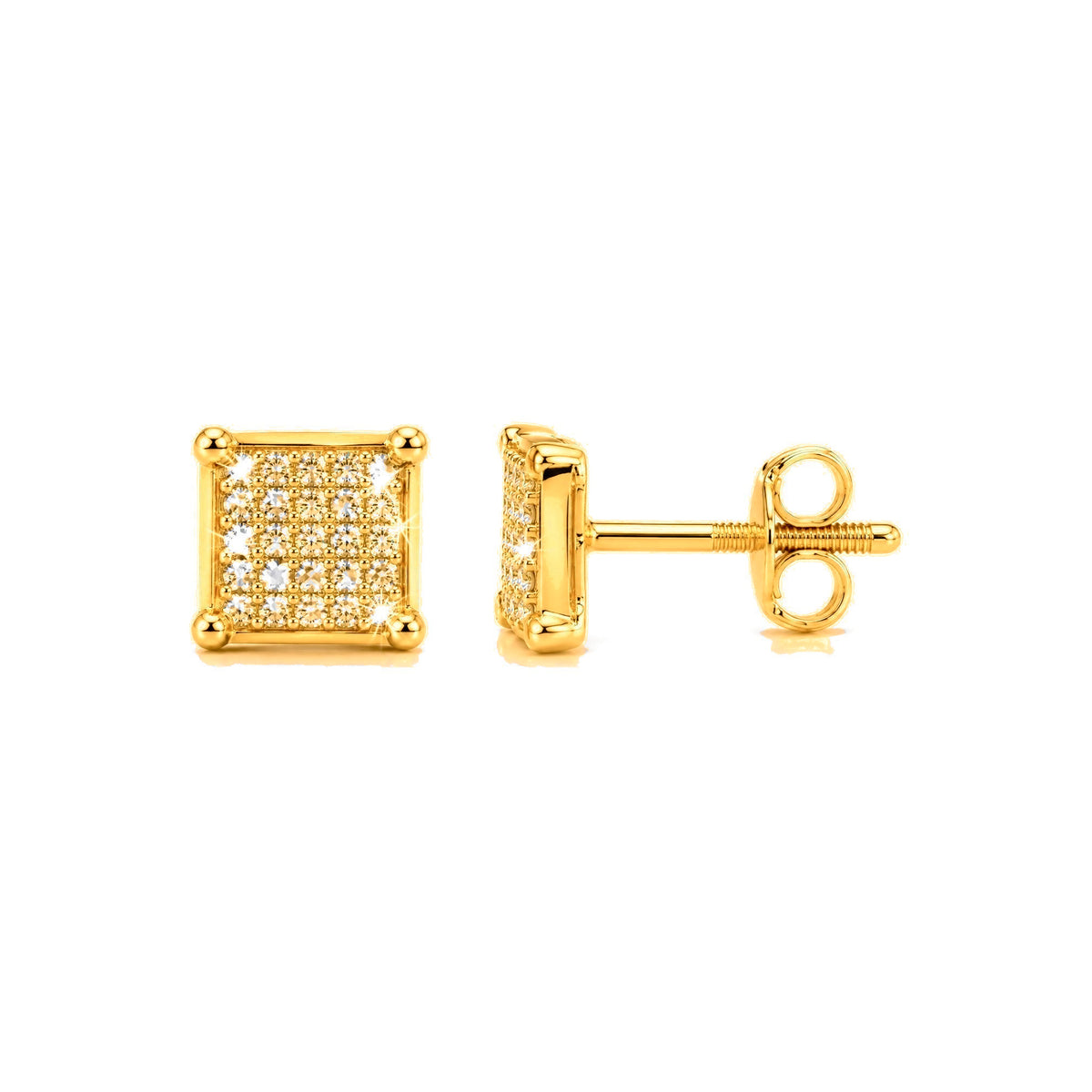 Aretes de Dama Oro 10k Cuadrados con Diamantes Naturales